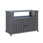 AECOJOY Outdoor Grill Table with Storage Cabinet Weatherproof, Outdoor Kitchen Island, Grill Cabinet Cart with Storage