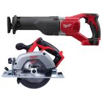 Milwaukee 2621-20-2630-20 M18 18V Lithium-Ion Cordless Sawzall Reciprocating Saw and 6-1/2 in. Circular Saw