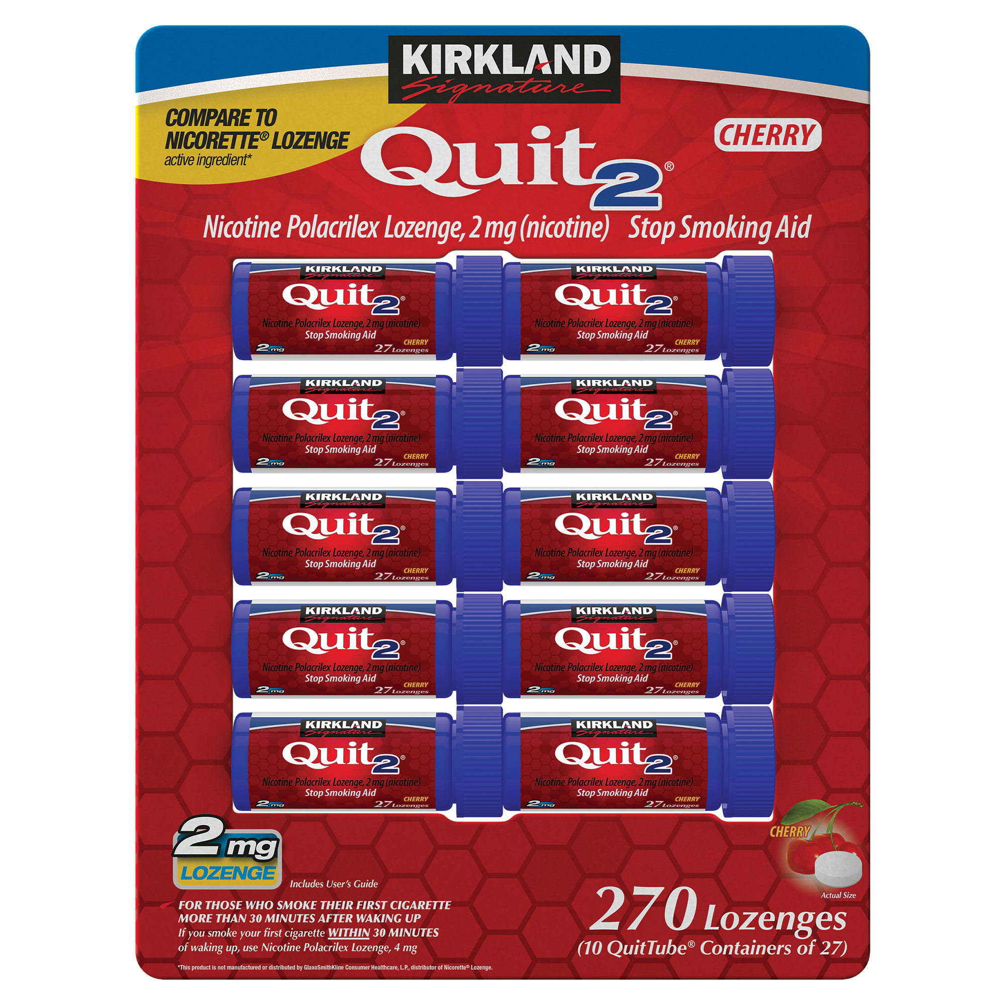 6be572ceccabe07d44668a489cdc35410056100a0b6702d5045ba37ce4c9591b.jpg Kirkland Signature Quit 2mg or 4mg, Cherry Lozenges, 270 Pieces - Image 1