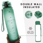 Live Infinitely Insulated Water Bottle with Time Marker BPA-Free 24 oz Emerald, Size: 24oz, Green