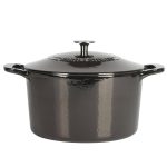 Martha Stewart 7 Quart Enameled Cast Iron Dutch Oven with Lid in Gunmetal Gray