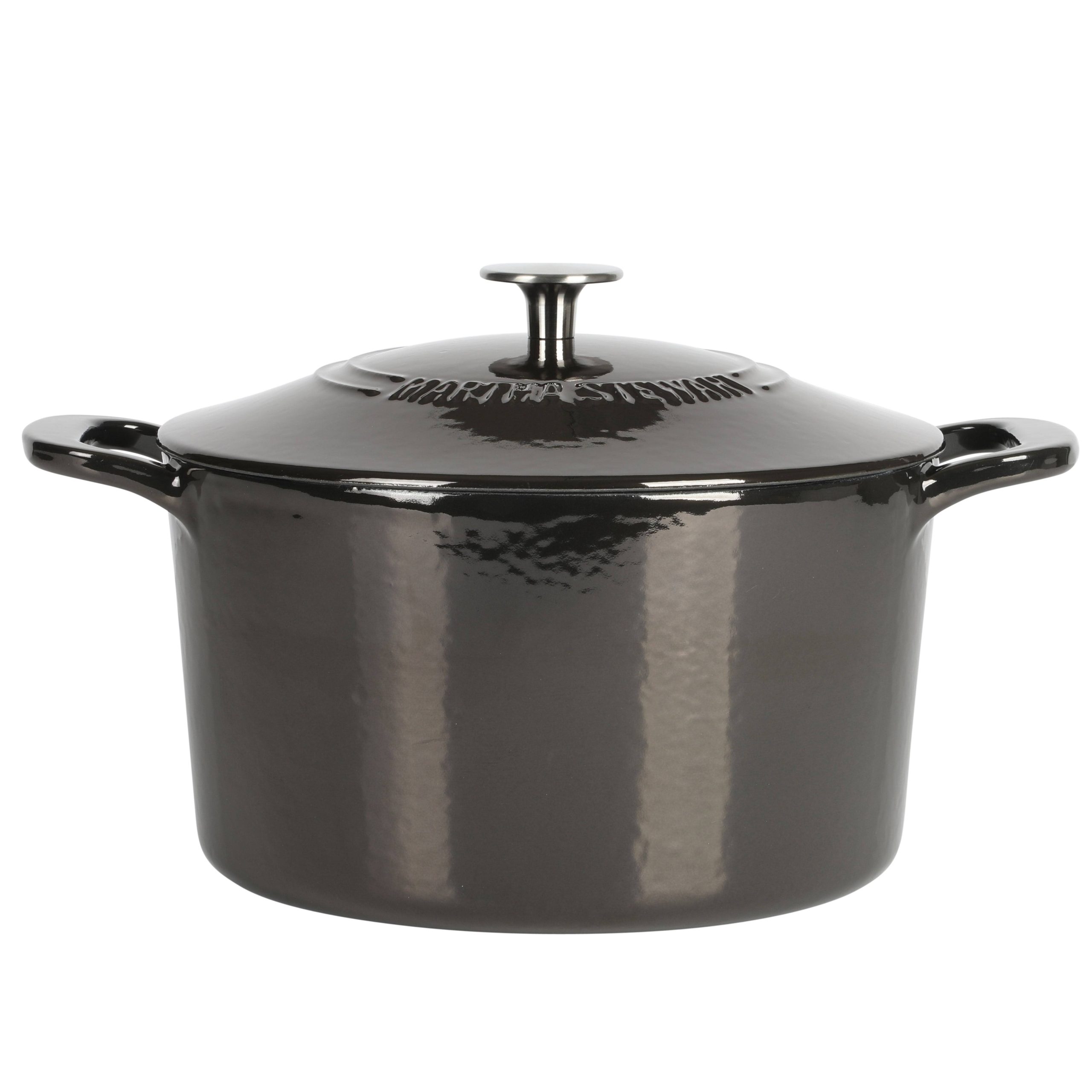6c146829af4addaf206677ae946263c341f3de3ee607c655ed5054de97cc03b3.jpg Martha Stewart 7 Quart Enameled Cast Iron Dutch Oven with Lid in Gunmetal Gray - Image 1