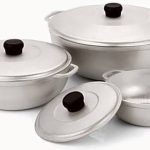 Imusa 3Pieces Colombian Cast Aluminum Caldero or Dutch Oven Set with Lid, Silver