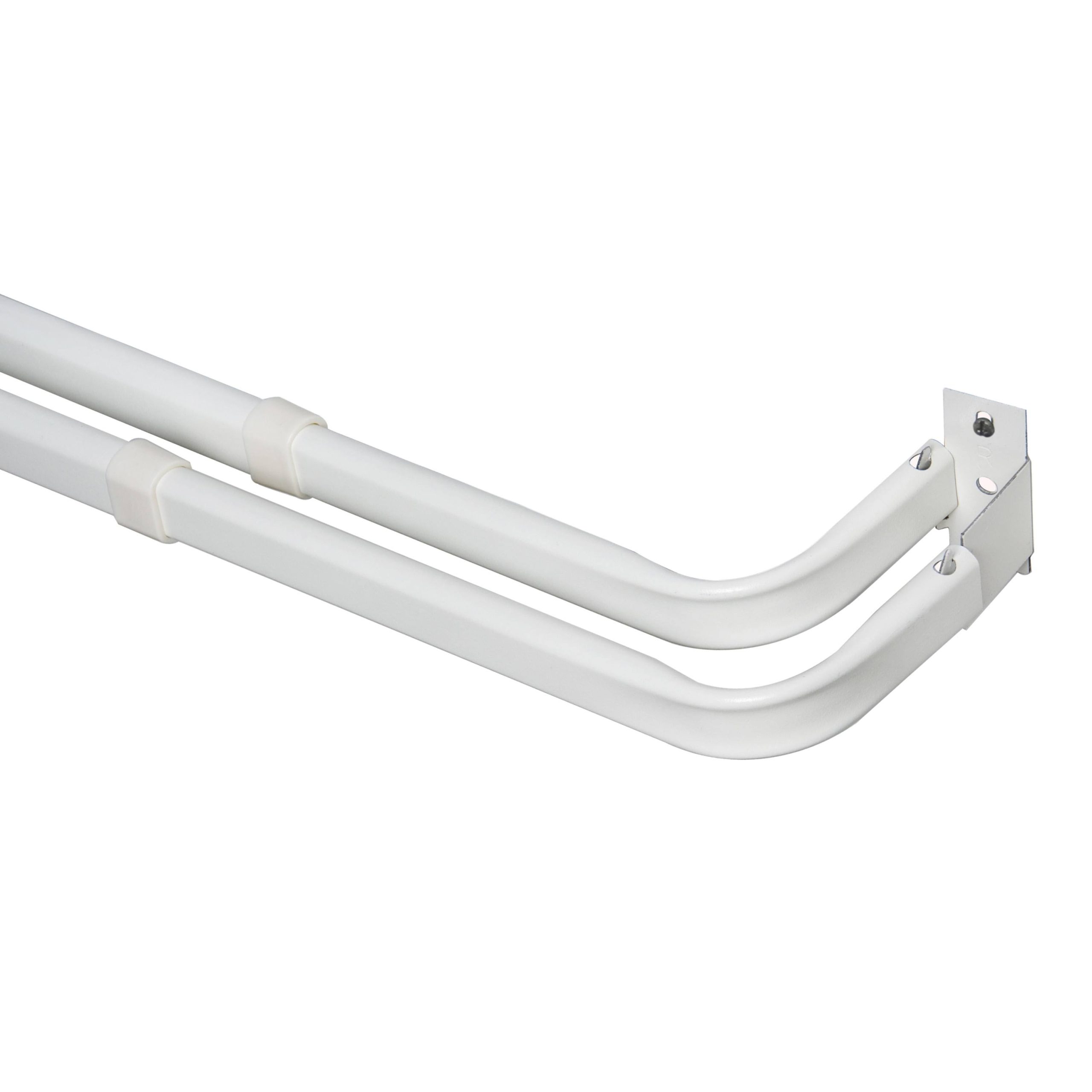 6c3a5f505a719e855d36e34abaaa3896ebbbaf97d56827d67dbebab907fc7203.jpg Mainstays 48-86" Adjustable Heavy Duty Double Curtain Rod, 2-3" Clearance, White - Image 1