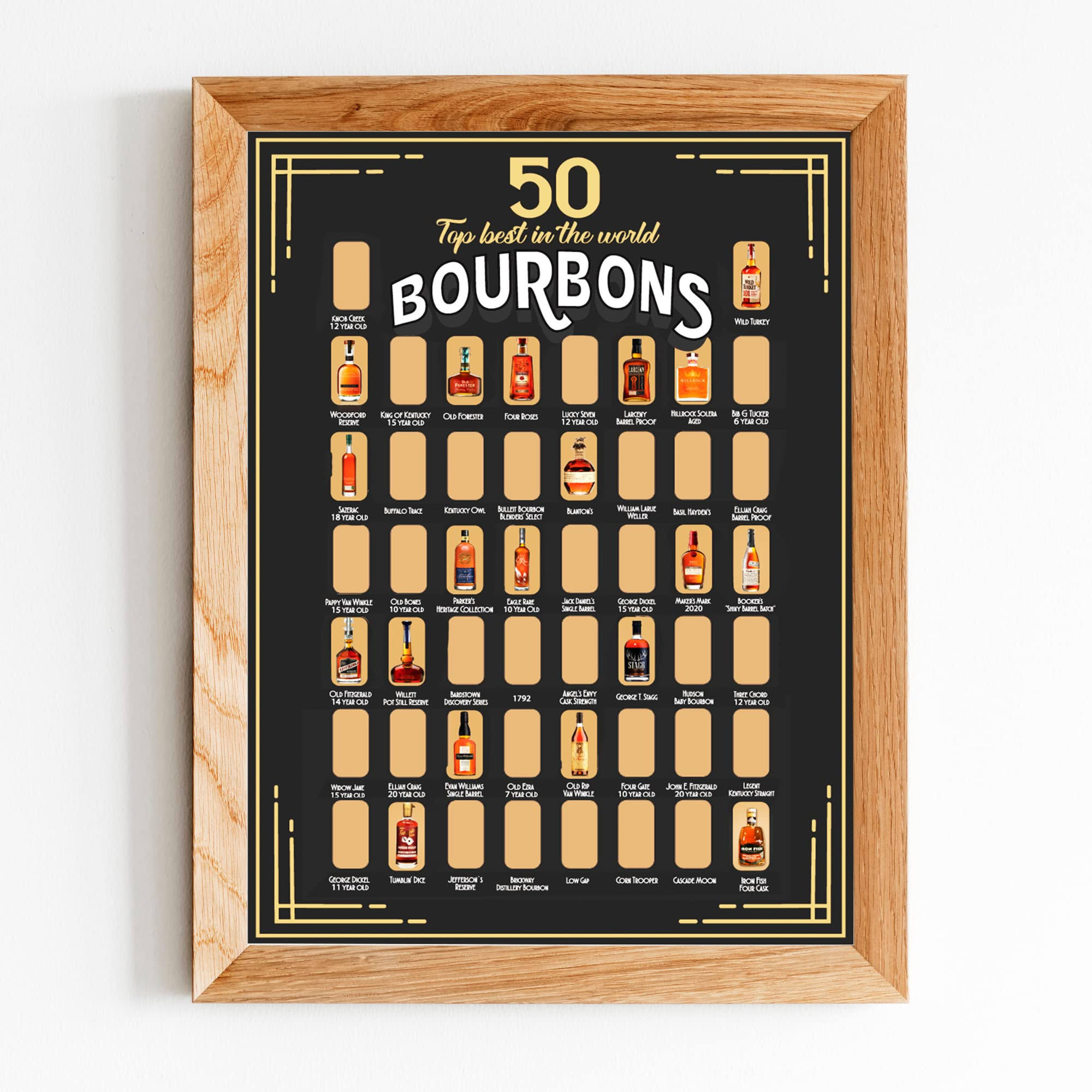 6c4c67b5ea77e4678887eb09e01a4e06f86d9e3b6622b8302e62c12c7b45e97a.jpg The Bourbon Bucket List 50 Best Bourbons Scratch Off Poster - Gift for Whiskey Lover, Bar, Game Room or Man Cave - 13,3*1,9*1,9 - Image 1