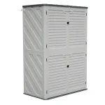 AECOJOY 61.6 Cu.ft Outdoor Resin Storage Shed with Easy Lift Hinges, Weatherproof Tall Unit with 4 Doors