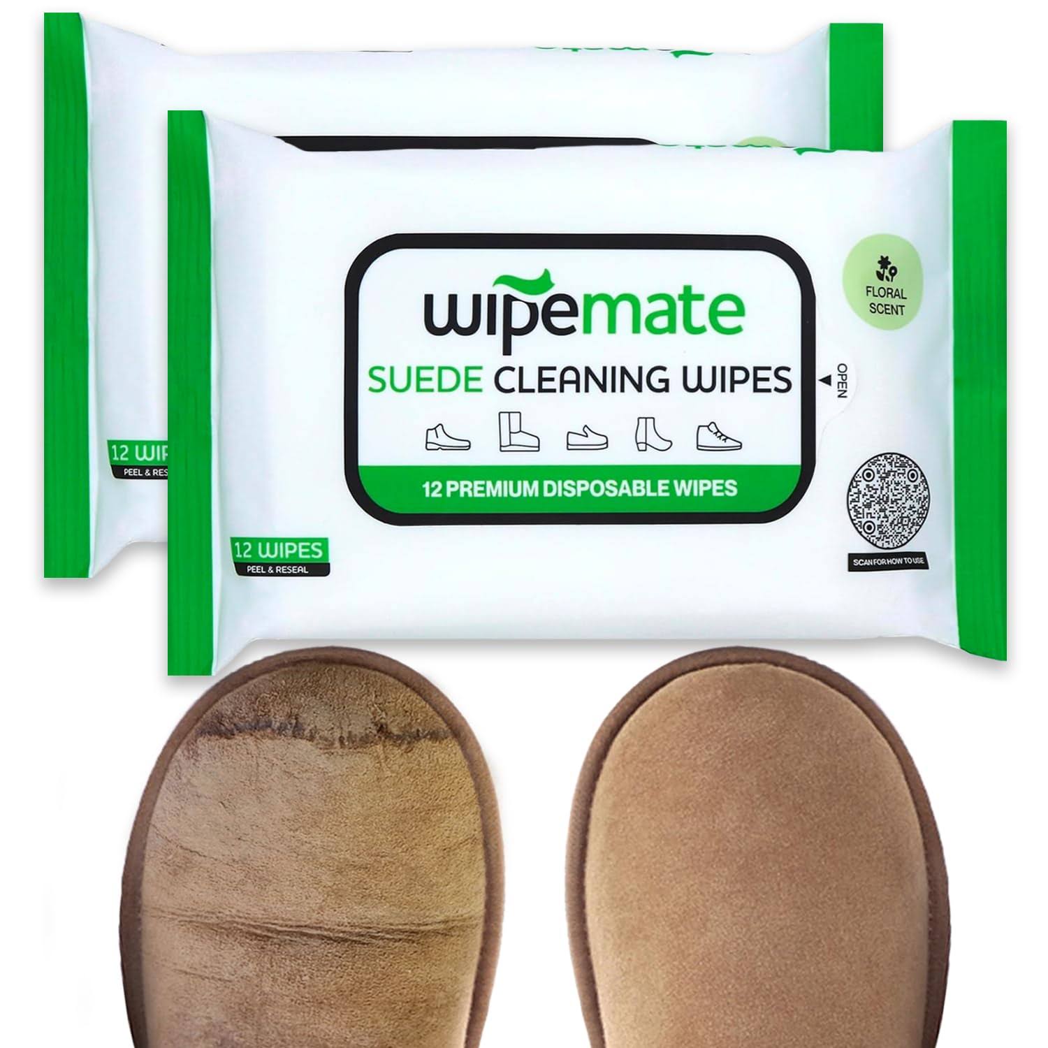 6c6ddcd8dd4d42e0319f0844755a4ab82373801cc99012fd9fc1ee88a8fe7266.jpg Wipemate Premium Suede Cleaner Wipes, Quick Wipes for Home or Travel, Removes Dirt, Grime & Stains, Cleaning Wipes for Suede Shoes, Boots, Bags, Etc - Image 1