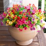 HyeFlora Artificial Faux Plants Flowers Outdoor Spring Decoration, 12 Bundles Fake Silk Colorful Daisy Eucalyptus Realistic UV Resistant for Outside