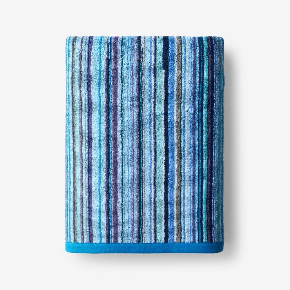 6c7c4f7703d044f2da2479c17aafa97bc864feb49974114f2a10dd2013773b1f.jpg The Company Store Rhythm Blue Striped Cotton Single Bath Towel - Image 1