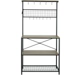 VEVOR Kitchen Bakers Rack 4-Tier Industrial Microwave Stand with Hutch & 10 S-Shaped Hooks DDJH157X33671FRSCV0