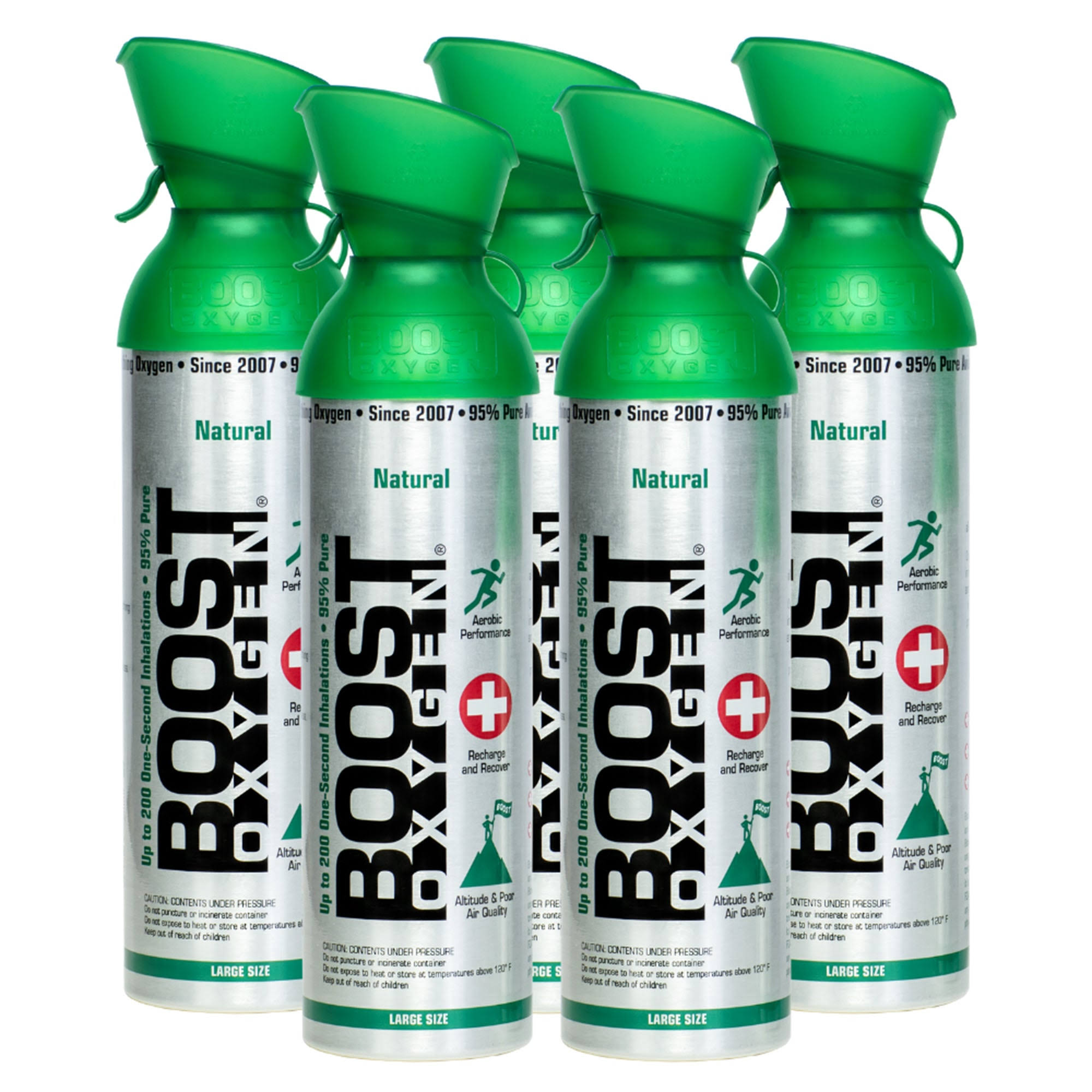 6cb55be192f64a580035905ae839602740a86c47148b9acc2a8a21d17bba1aba.jpg Boost Oxygen Natural Portable 10 Liter Pure Canned Oxygen, Flavorless (5 Pack) - Image 1