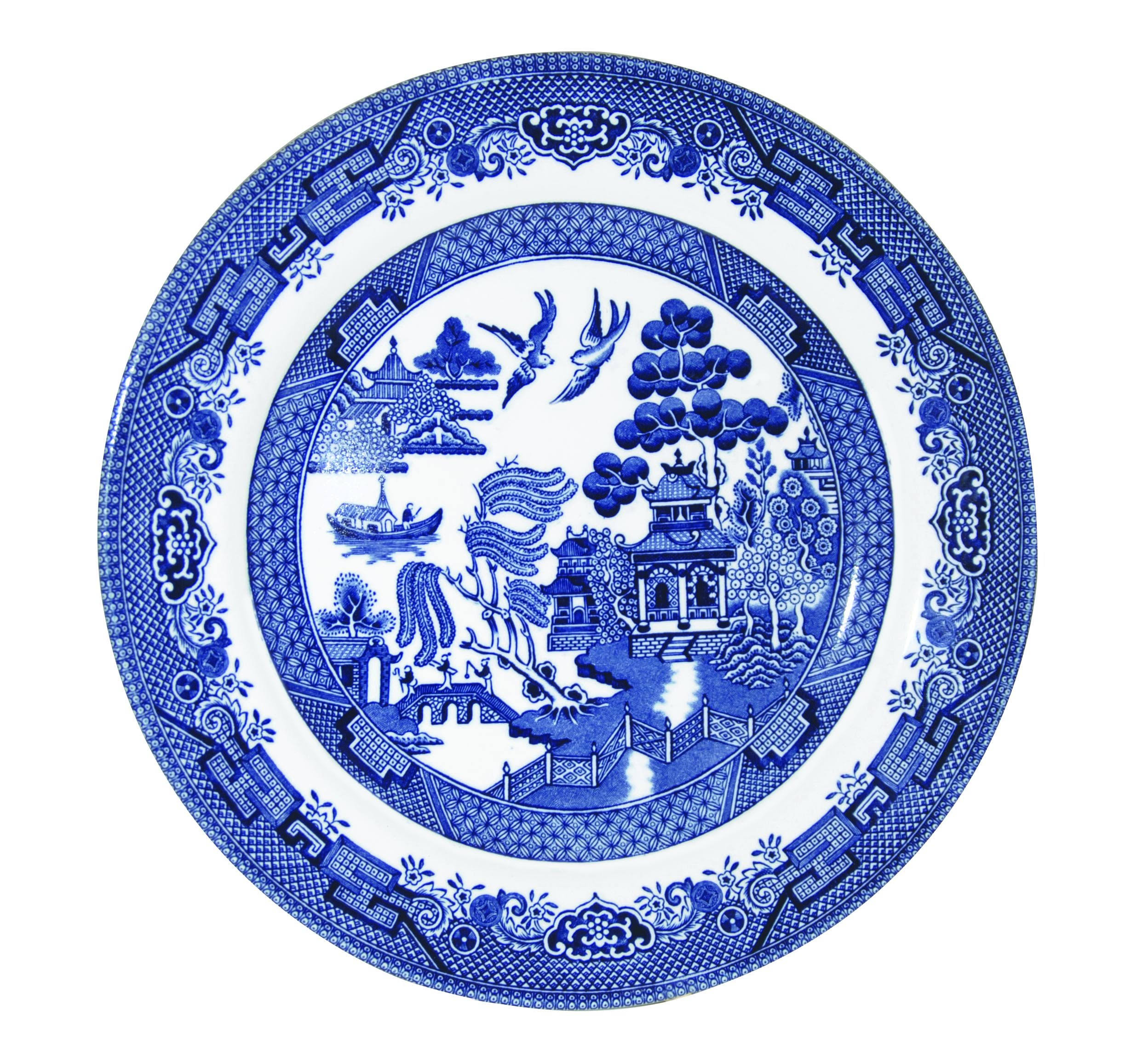 6cdbd9088375d8b813508185426813cd70e280af1d2384bec2dd14f0faf64394.jpg Churchill Blue Willow Fine China Earthenware Salad Plate 8" Set of 6, Made in England - Image 1