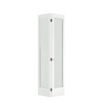 EightDoors 36 in. x 80 in. x 1-3/8 in. Frosted Glass 1-Lite Shaker Primed Solid Core Wood White Bi-Fold Door with Hardware Included
