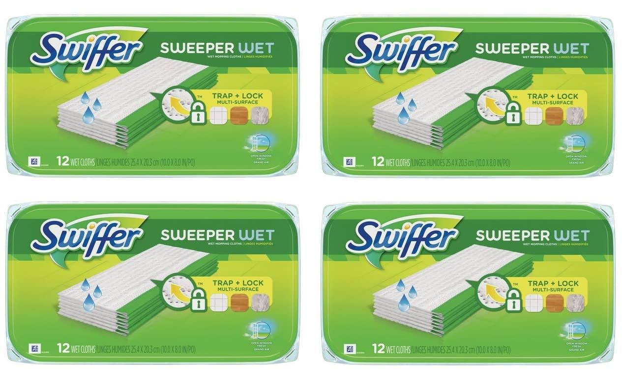6cebc21622edefff927bdb77fe770465c350aa6c31ab6e76e1502b50975477e4-1.jpg Swiffer Sweeper Wet Mopping Pad Refills for Floor Mop Open Window Fresh Scent 12 Count - 4 Pack - Image 1