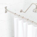 Signature Hardware 60" Brass Straight Shower Curtain Rod Finish: Brushed Nickel