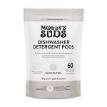 Molly's Suds Dishwasher Pods | Natural Dishwasher Detergent, Cuts Grease & Rinses Clean (Residue-Free) for Sparkling Dishes, Biodegradable Auto-Relea
