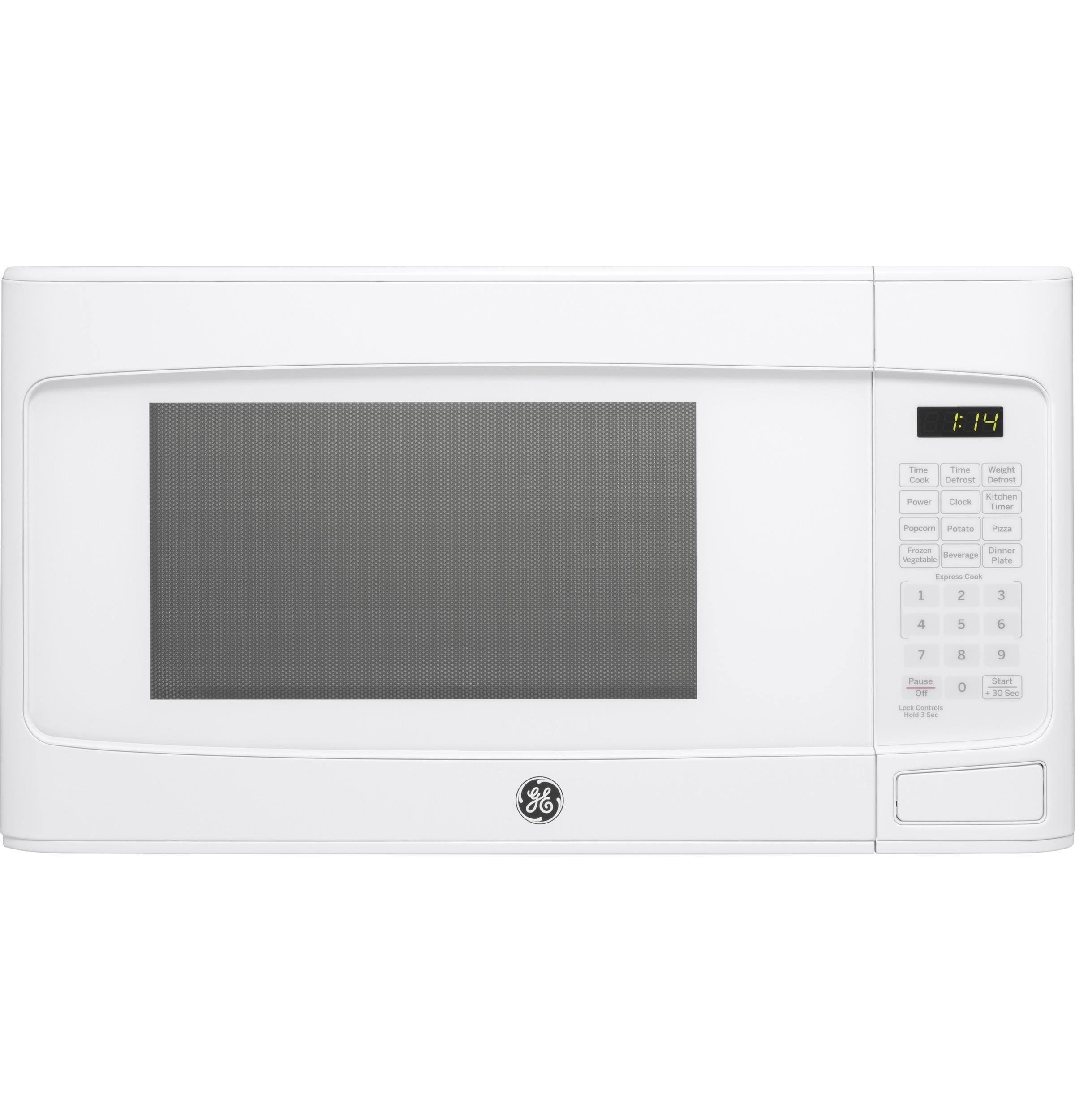 6d0d7edab73d4844aa28c2c56046e5b8d358f8346e00ddec6b5dabd4653f20ca.jpg GE 1.1 Cu. ft. White Countertop Microwave - Image 1