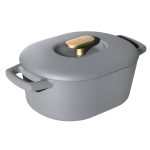 Beautiful 6QT Enamel Dutch Oven, Grey Smoke