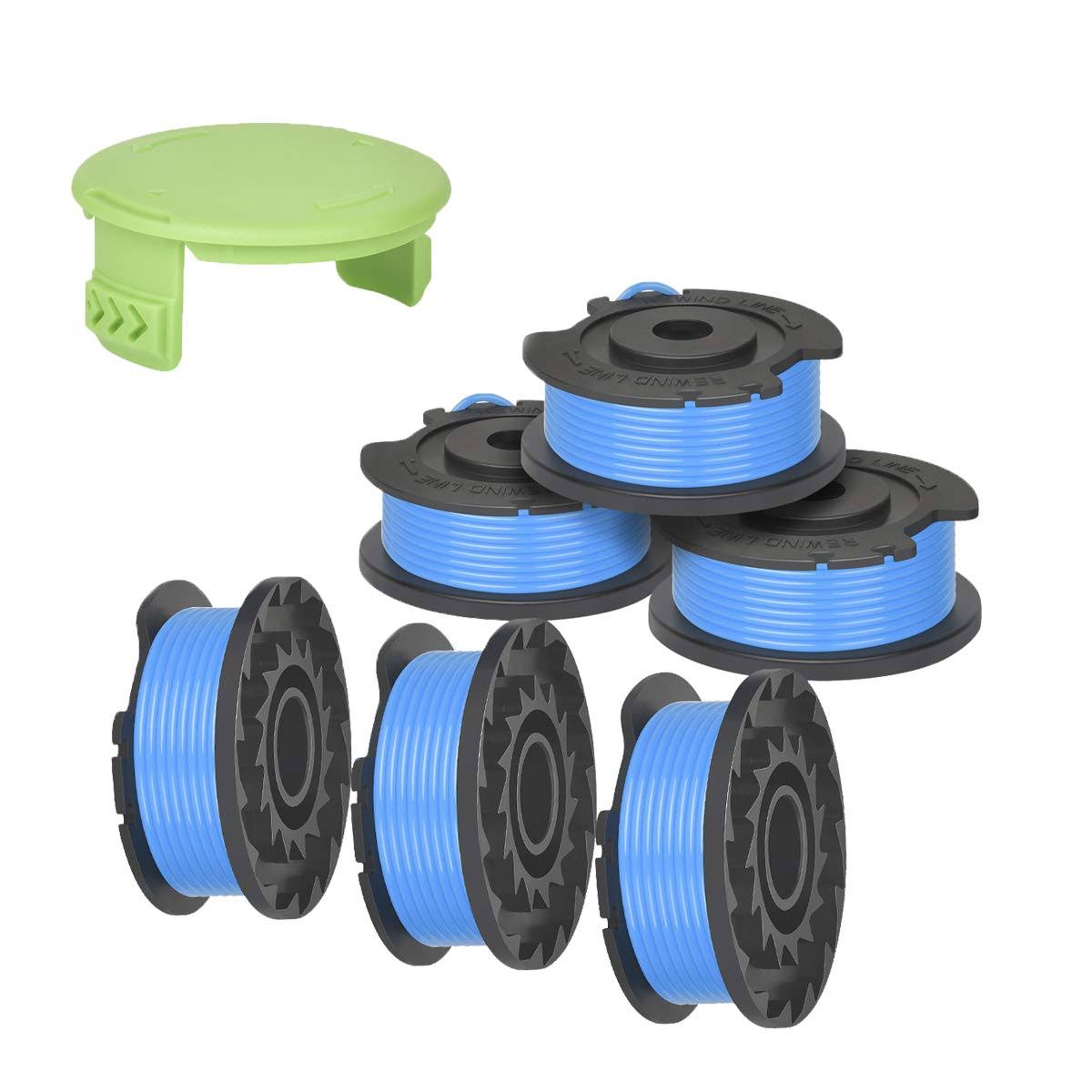 Generep Weed Eater String Trimmer Replacement Spool for Greenworks0065' Single Line Auto-Feed String 24V and 40V Trimmer6 Spools 1 Cap