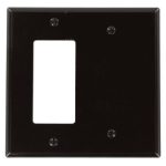 Leviton 80608 2-Gang 1-Blank 1-Decora/GFCI Device Combination Wallplate Midway Size Thermoset Brown