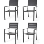 AECOJOY 4 Pieces Outdoor Dining Chairs, Aluminum Frame Stackable Patio Chair