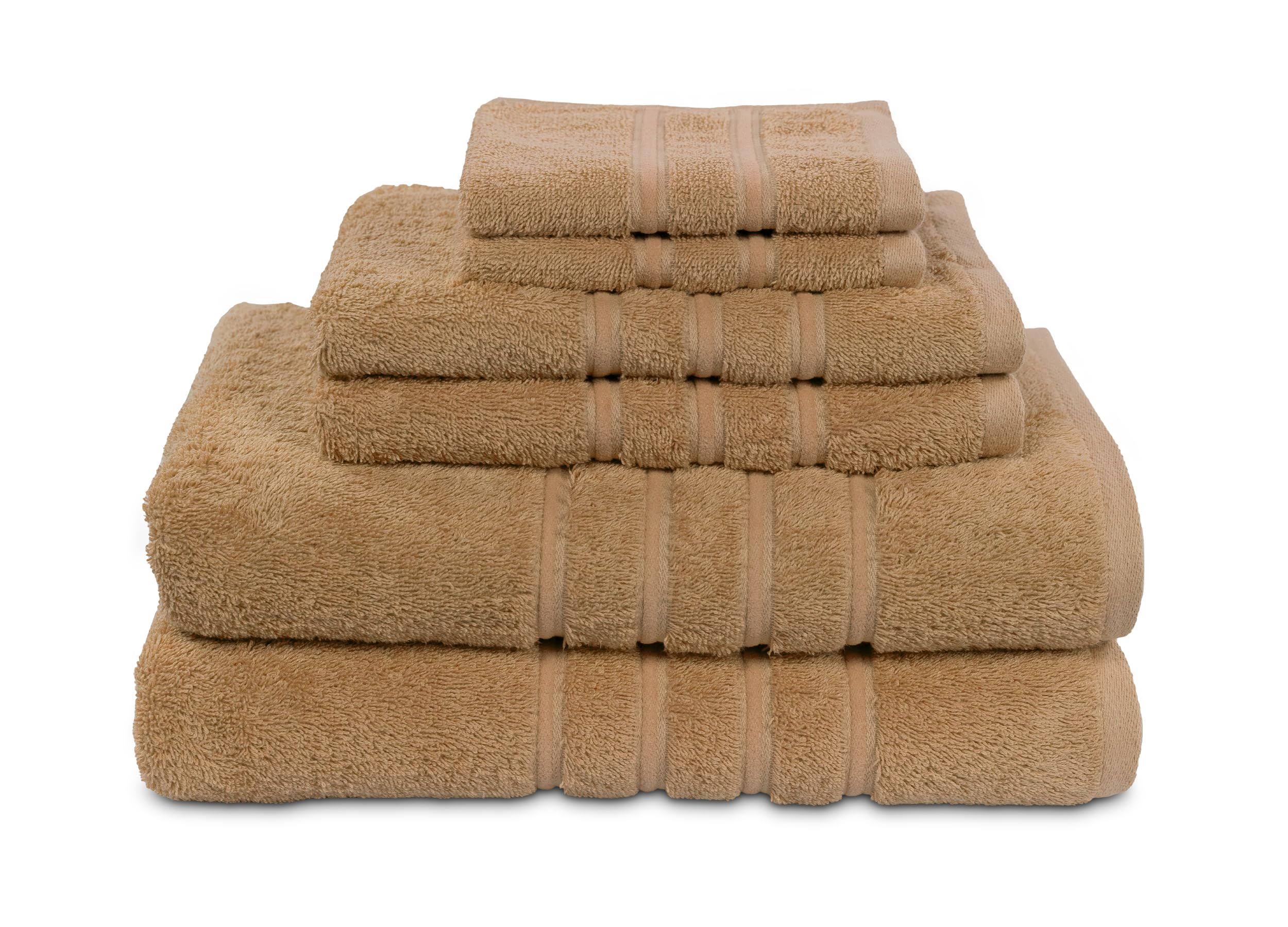 6dc2fdfabd1934f4c62ef1ea5c4f3c0b0b8158dab93d018ae7023ce65bcf1bd3.jpg MyPillow Designer MyTowels 6-Piece Set Premium Shirpur Cotton, Tan - Image 1