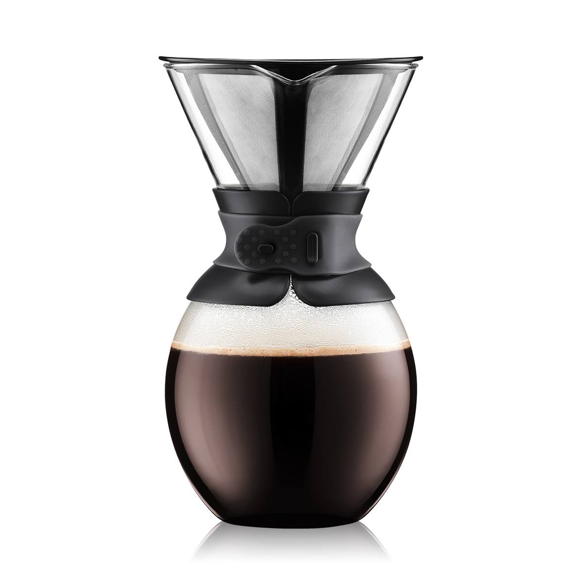 6ddcfc6b59089566c4a41341e4a7b4cf3c5e3b0d8b4c9fd0c81e51ad56ced95e.jpg Bodum Pour Over Coffee Maker with Permanent Stainless Steel Filter, 12 Cup, 1.5 L, 51 oz Black - Image 1