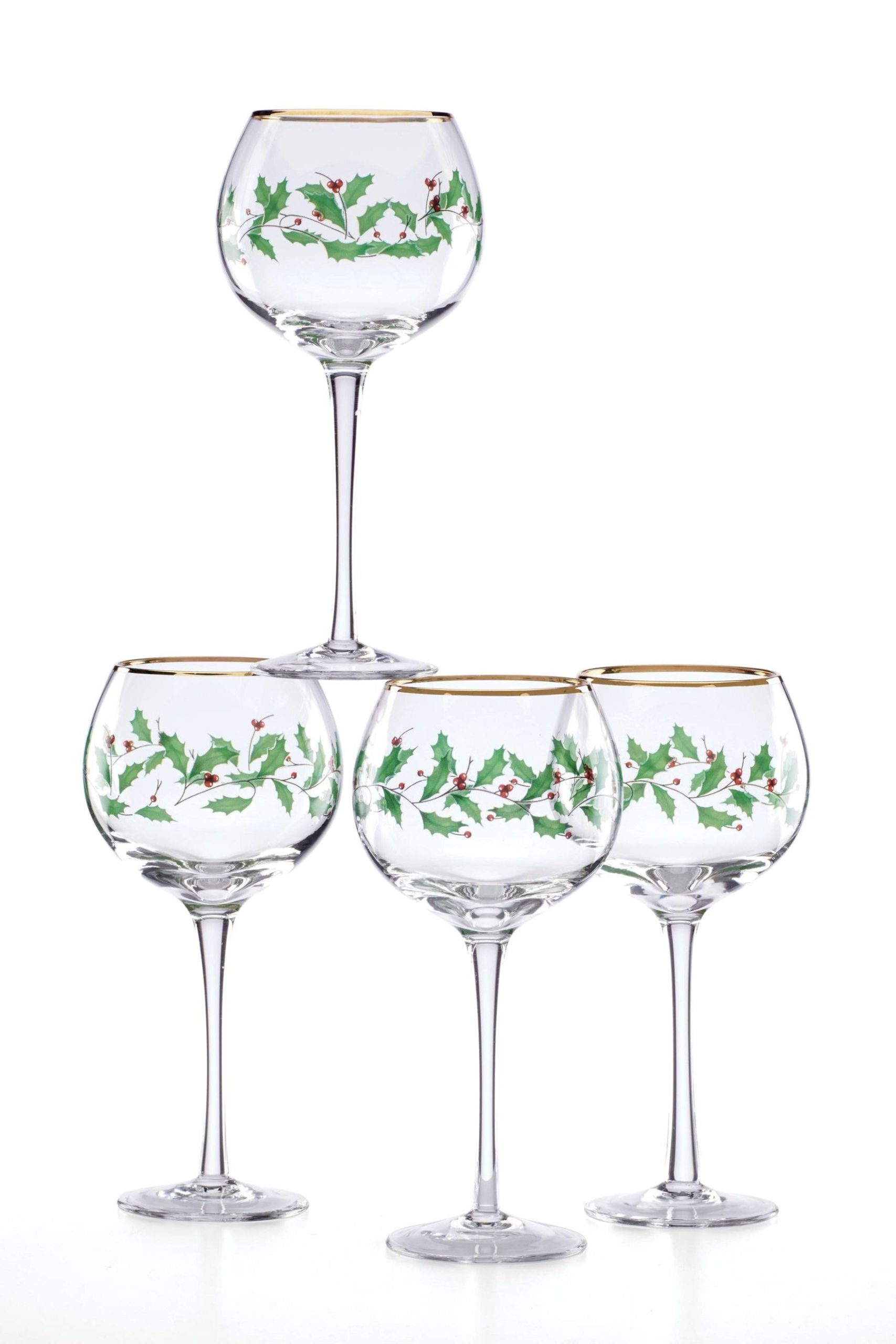 6ded0d5fd55fa76e8f1a1dd40df93a3900a6351e760c06271182649be6e9ec11.jpg Lenox Holiday Balloon Wine Glasses, Clear, 16 oz - 4 count - Image 1
