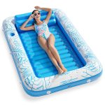 Inflatable Tanning Pool Lounger Float - Jasonwell 4 in 1 Sun Tan Tub Sunbathing Pool Lounge Raft Floatie Toys Water Filled Bed Mat Pad for Adult