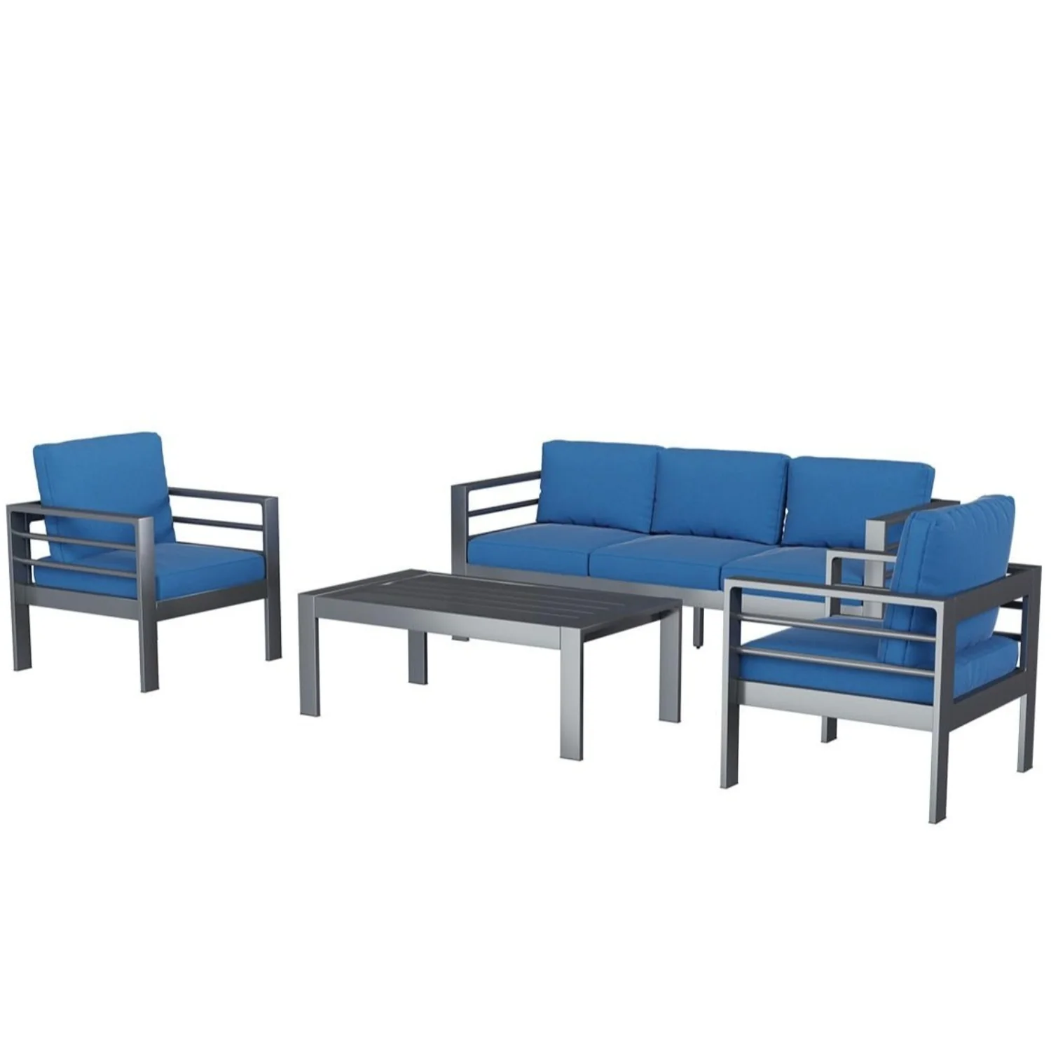 6e172775eaf12c7b97d79037a37d0073ee9fe162518c155321806165bf9995e3.webp AECOJOY Aluminum Patio Furniture Set, 4 Pieces Outdoor Sectional Sofa Set, Blue - Image 1