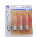 Ge Light Bulbs, Crystal Clear, 40 Watts - 4 light bulbs