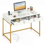 Tangkula Modern Computer Desk Hidden Compartment Heavy-Duty Metal Frame