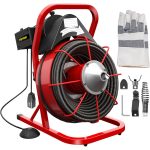 VEVOR 75ft x 1/2Inch 370W Drain Cleaning Machine Portable Electric Drain Auger with Cutters Glove Drain Auger Cleaner Sewer SN