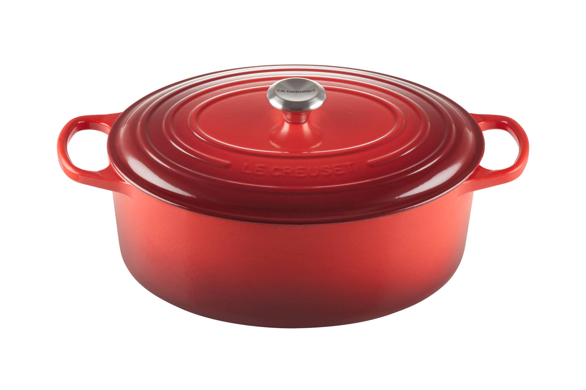 6e3a62e9b13ec3cd4dd46e85567422e3a4ff45e1f052933d47494379840dff24.jpg Le Creuset - Signature 6.75-Quart Oval Dutch Oven - Cerise - Image 1
