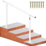 VEVOR Outdoor Stair Railing Kit, 5 ft Handrails 0-5 Steps, Adjustable Angle White Aluminum Stair Hand Rail for The Elderly, HA