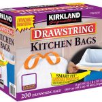 Kirkland Signature 13 Gallon 200 ct Carton 100% Recyclable Heavy Duty Drawstring Kitchen Trash Bags Garbage Bag ,White