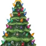 Ceramic Christmas Tree - Tabletop Christmas Tree with Lights - (11.5" Medium Green Christmas Tree/Multicolored Lights) - Lighted Vintage Ceramic Tree