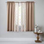 Mainstays 4pc Set, Rod Pocket Curtain Panel, 27.5 inch x 63 inch, Tan, Size: 27.5 x 63