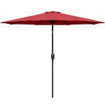 Simple Deluxe 9ft Outdoor Market Table Patio Umbrella with Button Tilt and 8 Red