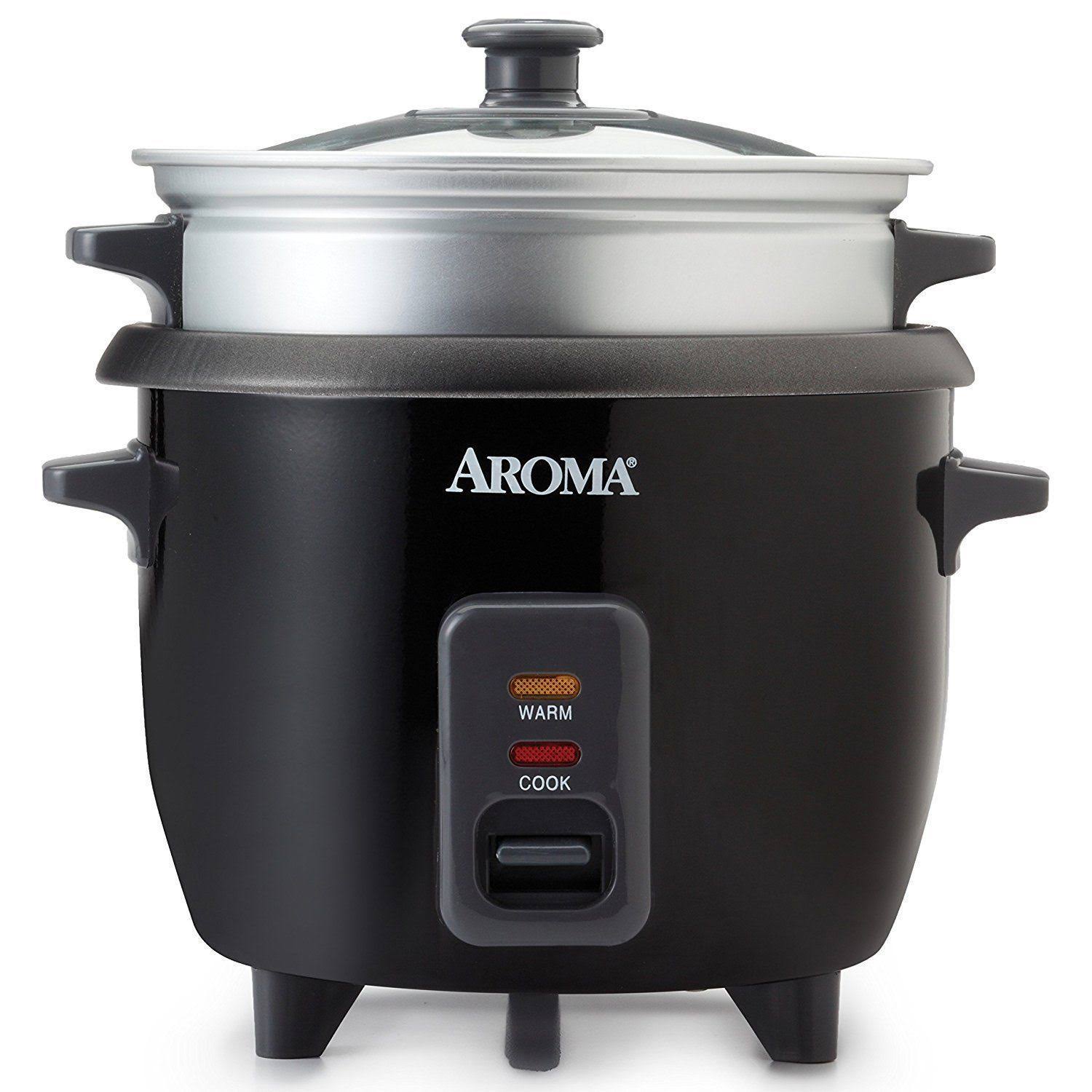 6f0aec65c077ef29bd794fd72b84501b1c4f421cfc5982087734c742629a1307.jpg Aroma 6 Cup Rice Cooker & Food Steamer - Black - Image 1