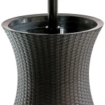 Keter Pacific 7.5 Gallon Cool Bar, Resin Outdoor Patio Beverage Cooler Table, Extra Storage, Rattan Look Brown
