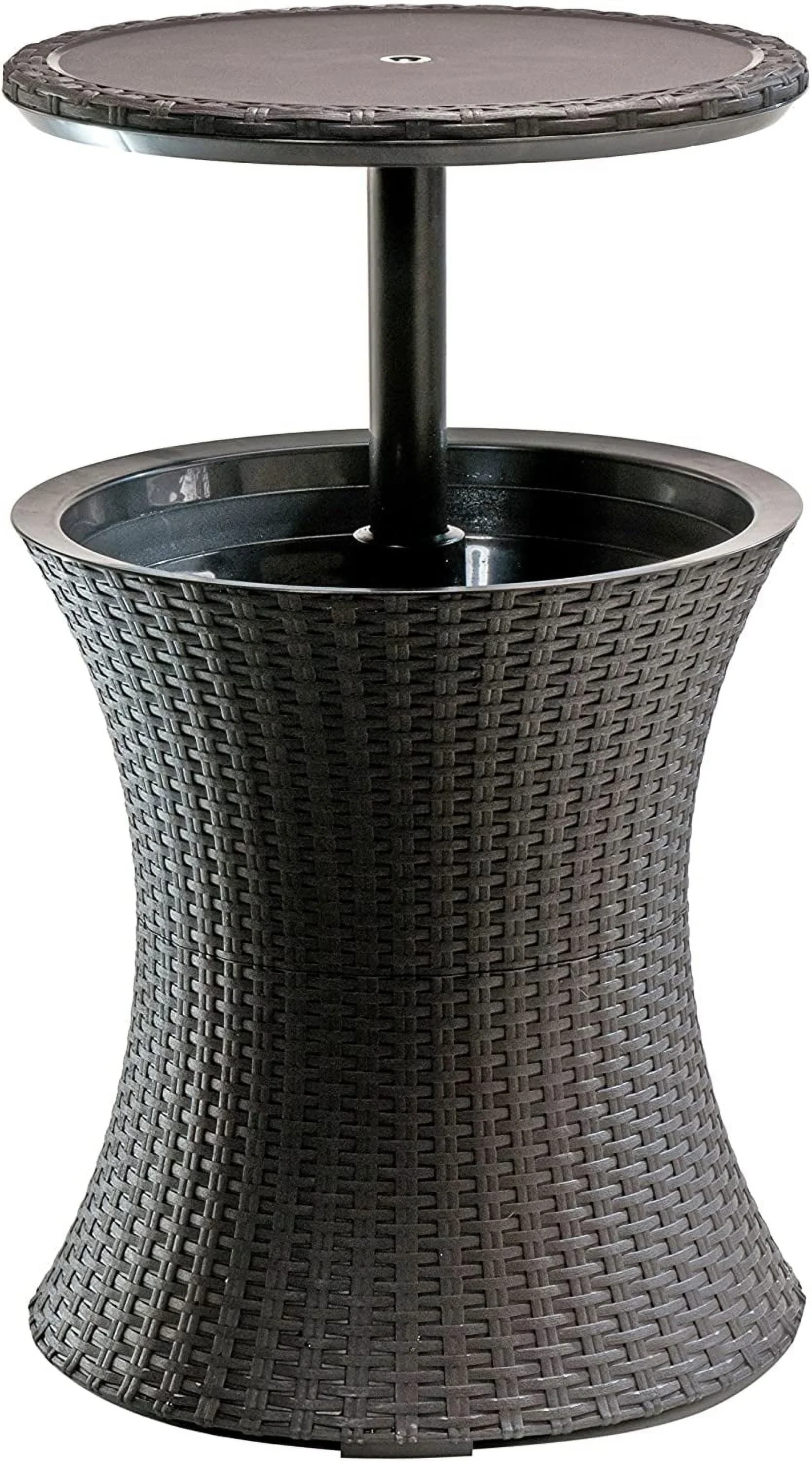 6f23a33f9a602bfdebf4ace9138af123168302dcef2993adc7a31e86c0019322.webp Keter Pacific 7.5 Gallon Cool Bar, Resin Outdoor Patio Beverage Cooler Table, Extra Storage, Rattan Look Brown - Image 1