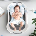 CYANOE Collapsible Baby Bathtub with Water Drain Plug, Foldable Bathtub for Puppy Small Dogs Cats, Portable & Space Saving Design, BPA Free, 27L