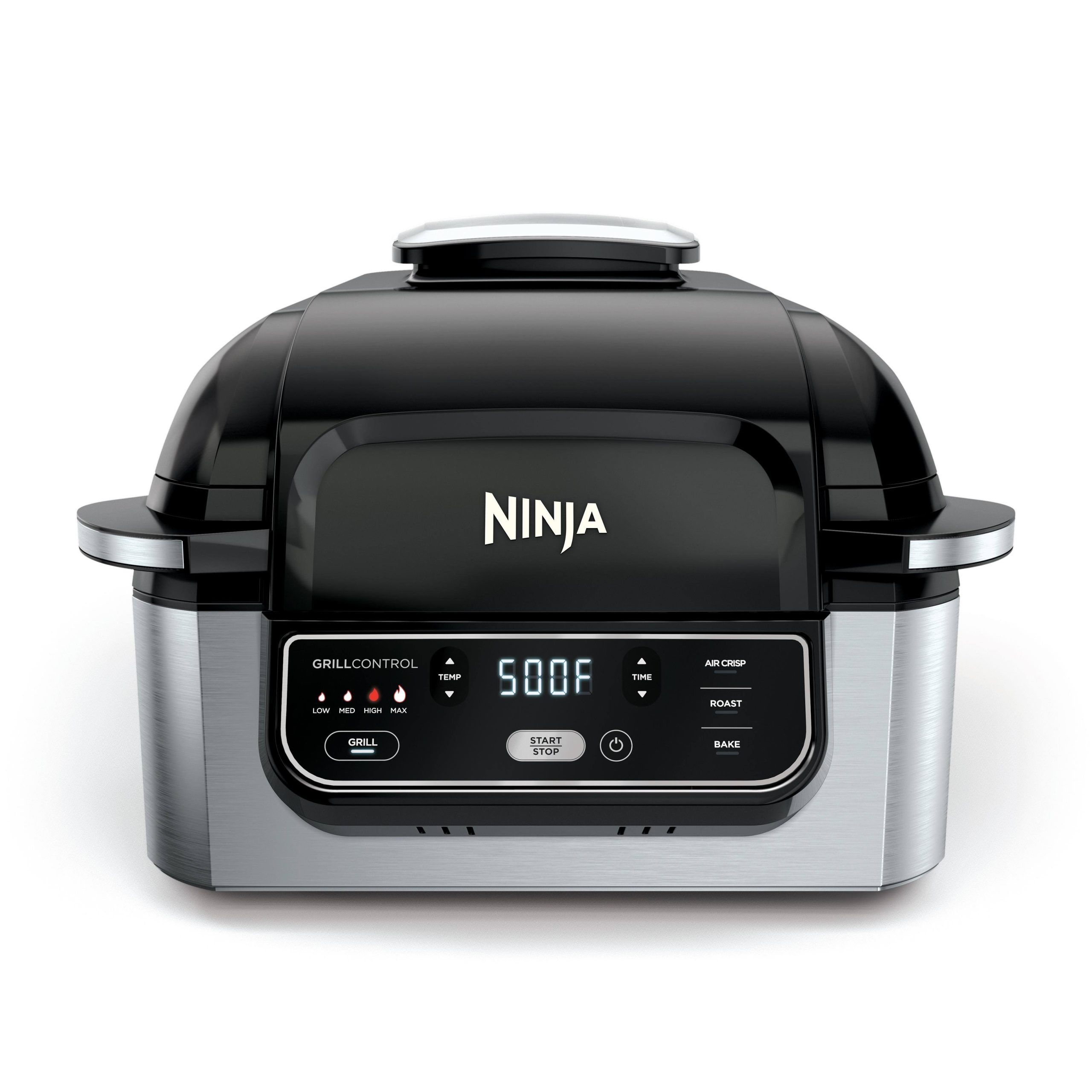 6f5673c327fcdfd7de31e168bce83aed1f27ba1b24d7127373baf5acea129f59.jpg Ninja Foodi 4-in-1 Indoor Grill with 4-Quart Air Fryer with Roast, Bake, and Cyclonic Grilling Technology, Ag300, Black & Silver - Image 1