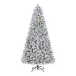 Home Accents Holiday 6.5 ft. Pre-Lit LED Festive Pine Flocked Artificial Christmas Tree