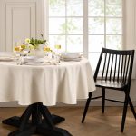 Elrene Home Fashions Continental Solid Texture Water and Stain Resistant Tablecloth, 60"x84" Oval, Ivory