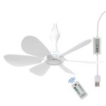 Mengnessly USB Mini Small Ceiling Fan Quiet Camping RV Fans Timing,Speed,Remote Emergency Portable Outdoor Hanging Gazebo Canopy Dorm Fans Silent for