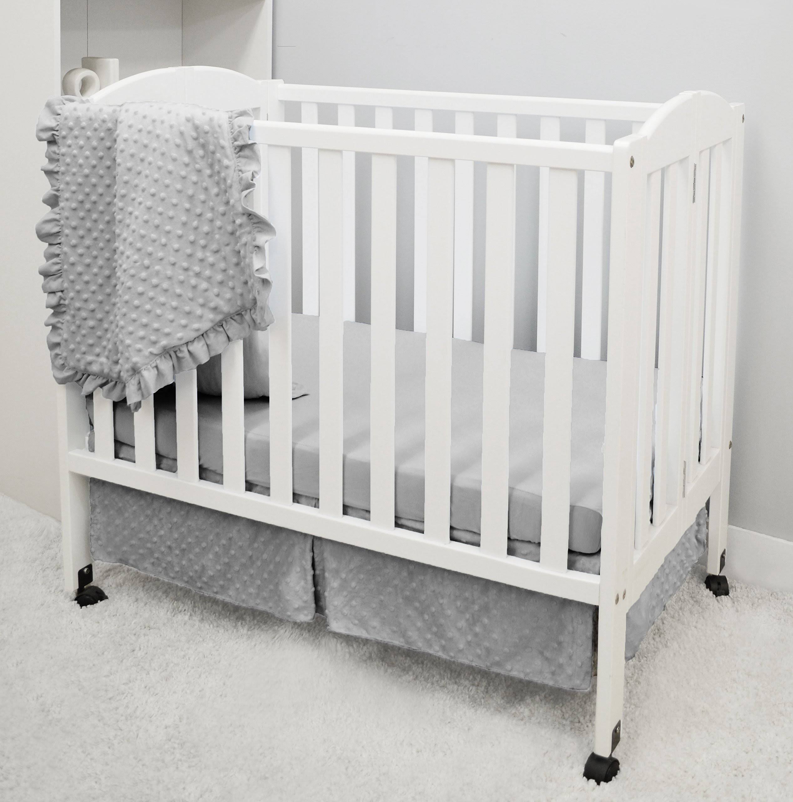 6fdb49fec8d4a0edc7948418f8c8f5656e0ed8cf59ccd72b9551610c364fe433.jpg American Baby Company Heavenly Soft Minky Dot 3-Piece Mini/Portable Crib Bedding Set, Grey - Image 1