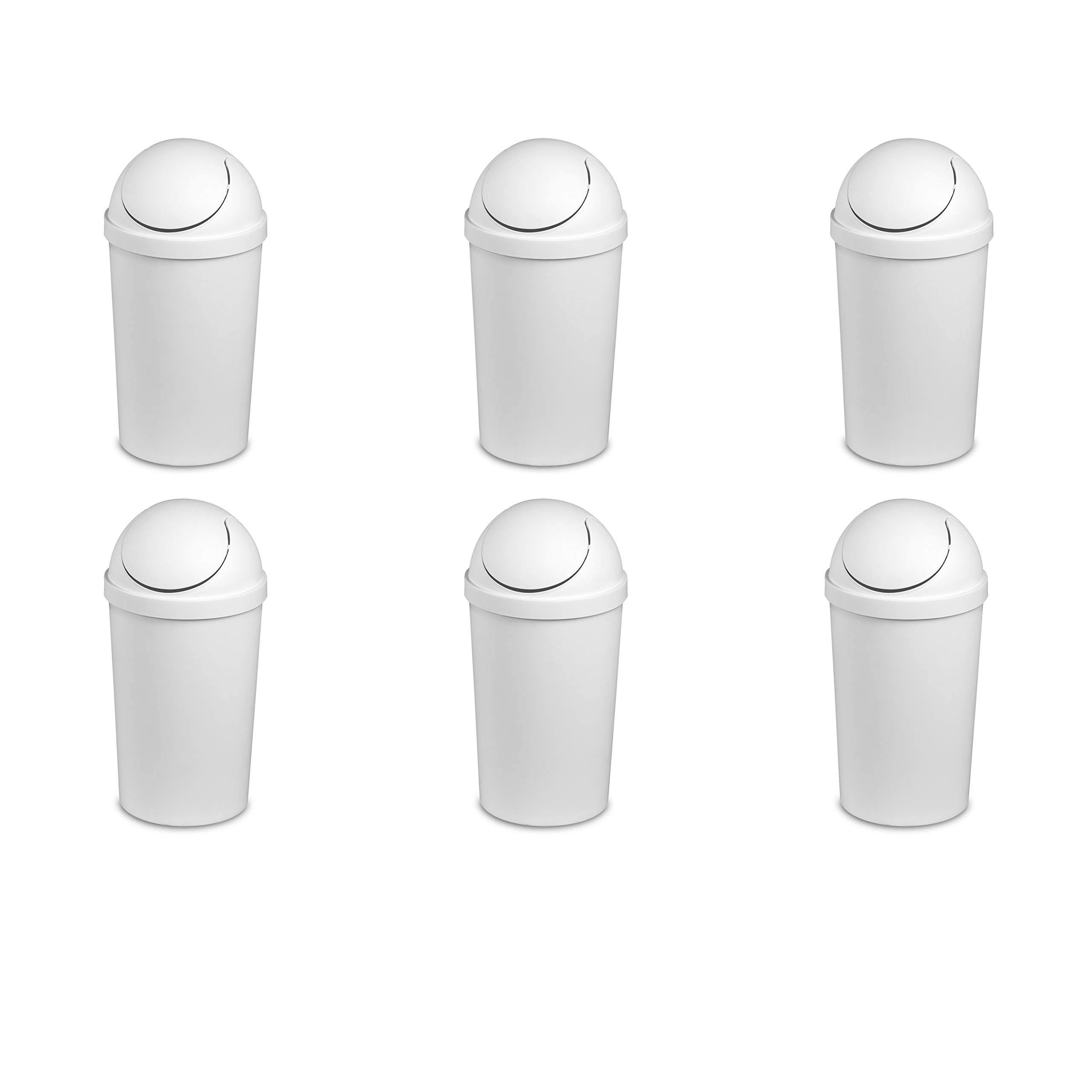 6fec57e7e4b92c39871216f8b1e36b069ed59fff95de4b67e15aafc8464ac678.jpg Sterilite 1083 - 3 gal. Round Swingtop Wastebasket, White - Case of 6 - Image 1