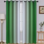 Bahtije Ombre Blackout Thermal Grommet Curtain Panels (Set of 2) Ebern Designs Size per Panel: 52" W x 84" L, Curtain Color: Green/Gray